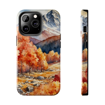 Watercolor Autumn Forest and Mountains - iPhone Case