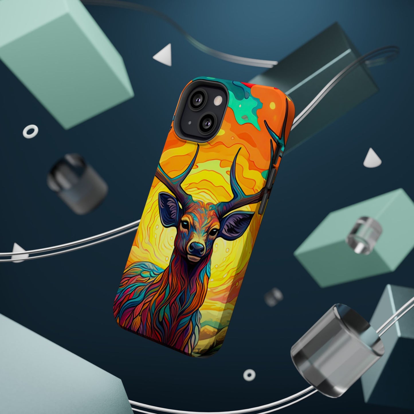 Vibrant Stag in Bloom – MagSafe iPhone Case