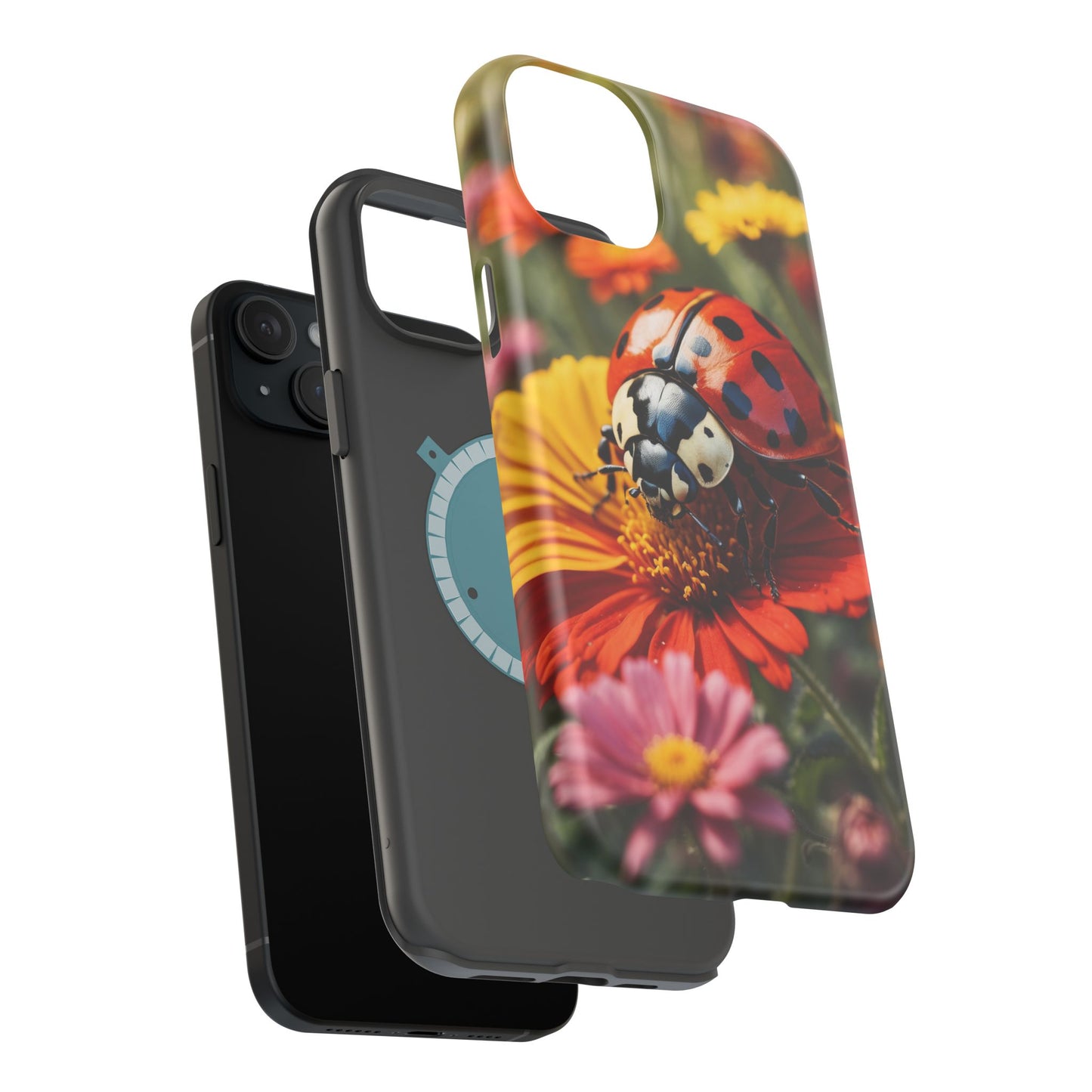 Ladybug on Orange Daisy - MagSafe iPhone Case