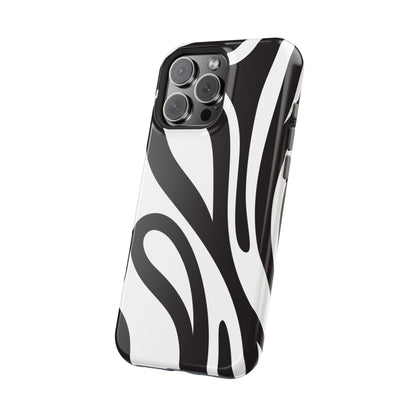 Modern Black and White Abstract Tough MagSafe iPhone Case – Bold Graphic Pattern with Dual-Layer Protection