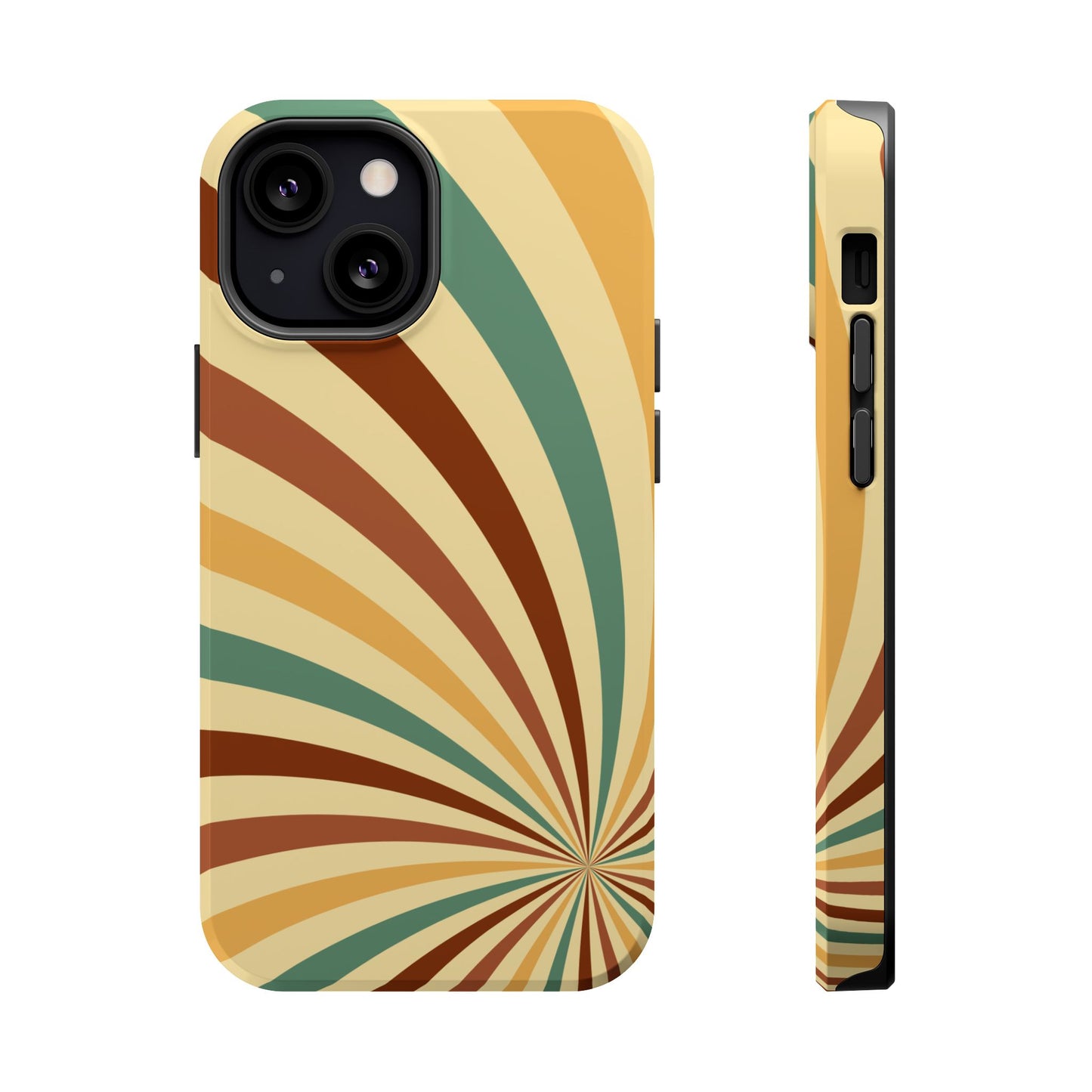 Earthy Retro Swirl MagSafe iPhone Case – Dual-Layer Protection with 70s-Inspired Earth Tones