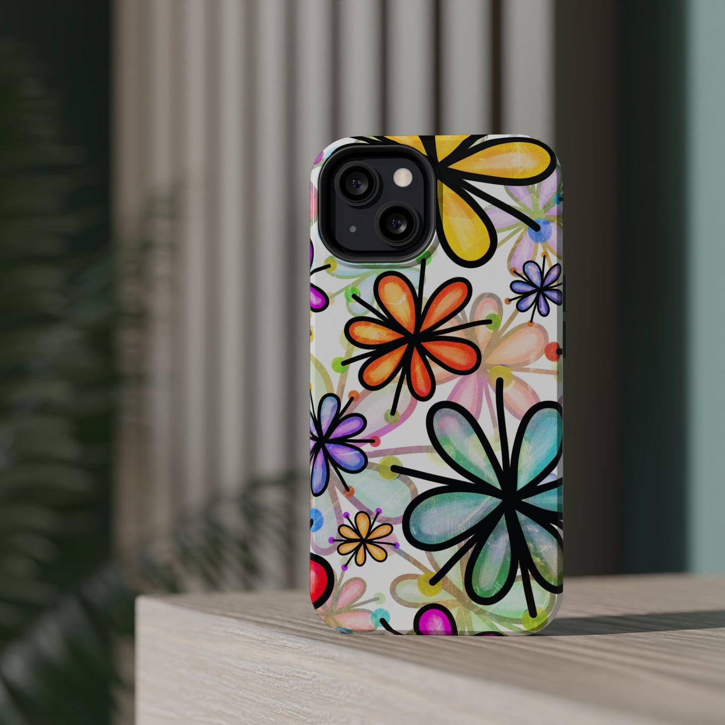 Retro Floral Pop MagSafe iPhone Case – Ultra-Slim Design, High-Gloss Finish