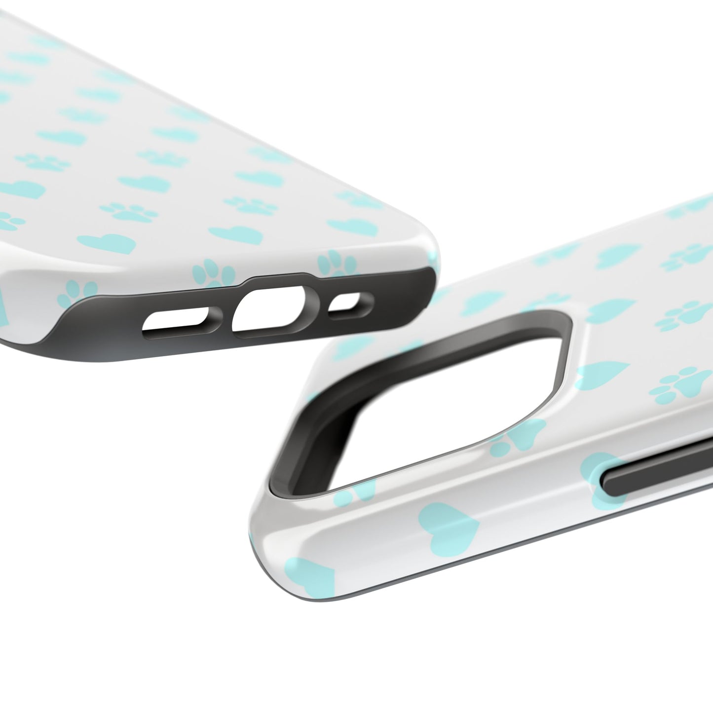 MagSafe Case - Aqua Paw Print & Heart Design