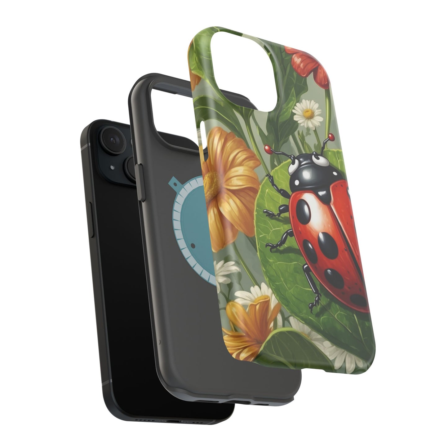 Ladybug Garden MagSafe iPhone Case – Whimsical Floral Design