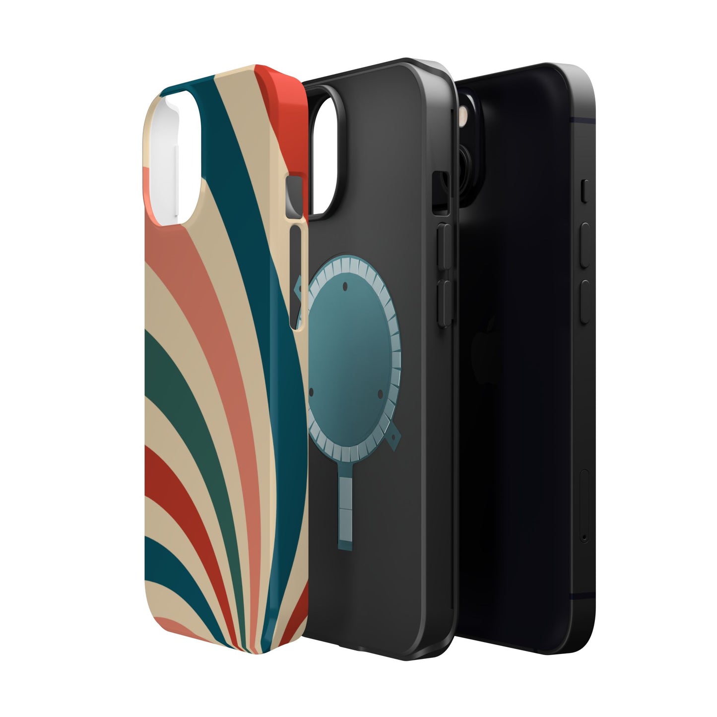 Retro Sunburst Swirl MagSafe iPhone Case – Dual-Layer Protection with Bold 70s Vibes