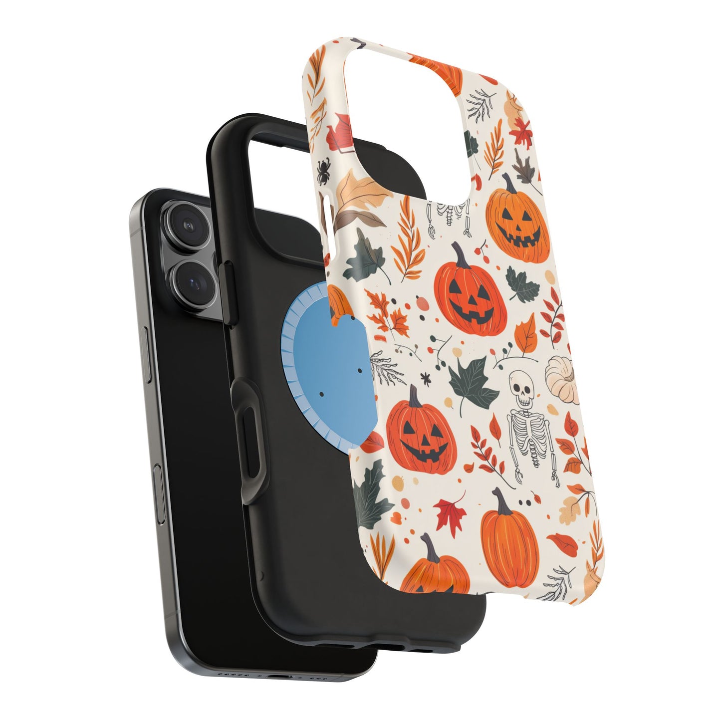 Halloween Pumpkin & Skeleton MagSafe iPhone Case – Spooky Autumn Design