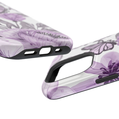 Lavender Bloom Butterfly MagSafe iPhone Case – Delicate Floral Design with Watercolor Details