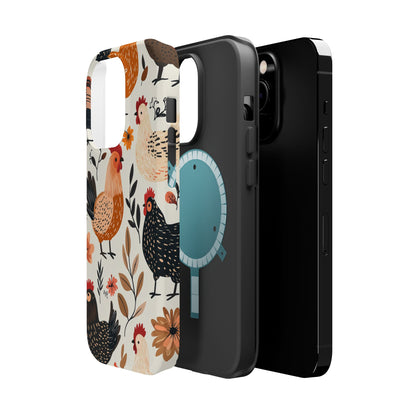 MagSafe iPhone Case: Cluckin' Vintage – Chickens & Leaves