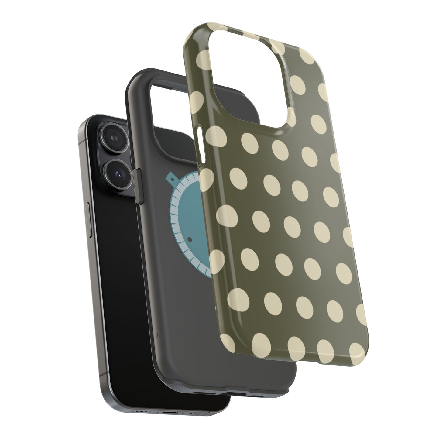 Vintage Green & Cream Polka Dots – MagSafe iPhone Case