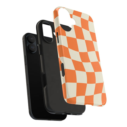 Wavy Retro Checkerboard iPhone Case – Shockproof, Matte Finish, Dual-Layer Protection