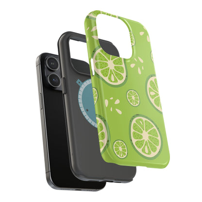 Zesty Lime Splash Tough MagSafe iPhone Case – Fresh Citrus Design, Dual-Layer Protection