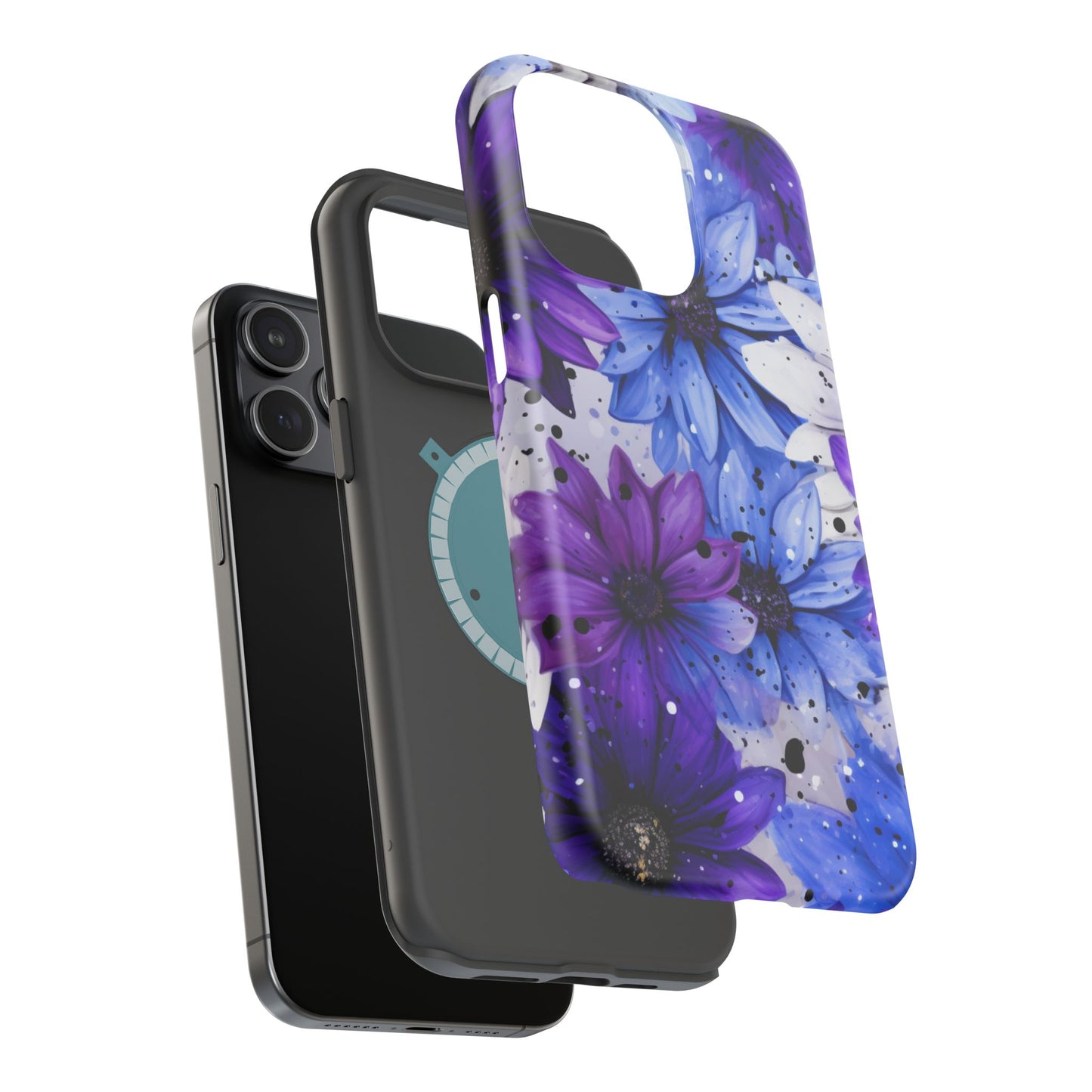 Vibrant Purple & Blue Floral Splash - MagSafe iPhone Series Case