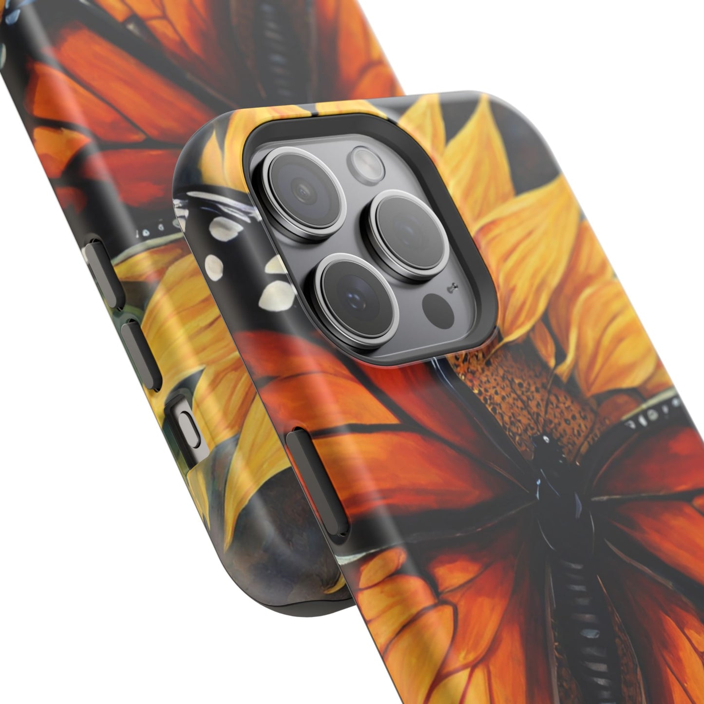 Monarch Butterfly & Sunflower Art – MagSafe iPhone Case