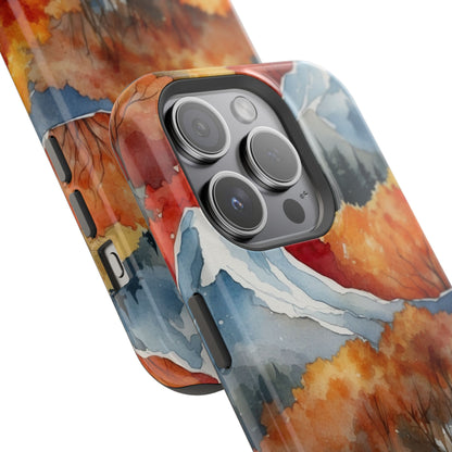 Autumn Mountain Forest Watercolor - MagSafe iPhone Case