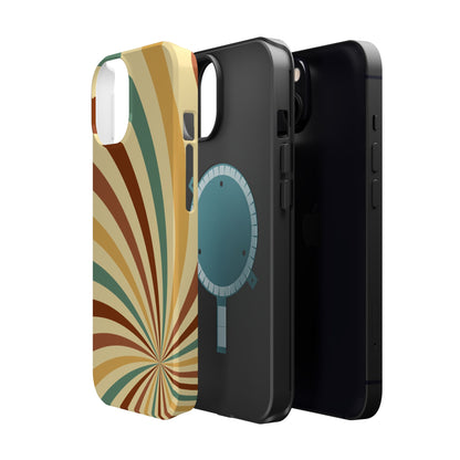 Earthy Retro Swirl MagSafe iPhone Case – Dual-Layer Protection with 70s-Inspired Earth Tones