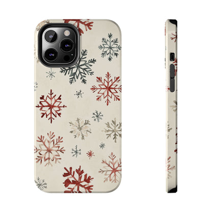 Vintage Red and Gray Snowflake Pattern – iPhone Series Case