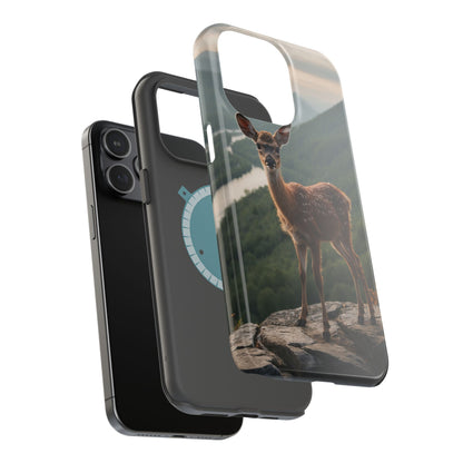 Majestic Fawn Overlooking Mountain Vista MagSafe iPhone Case