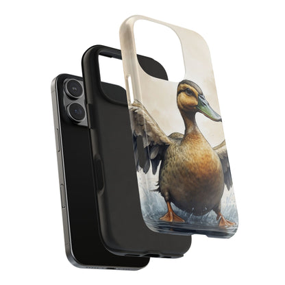 Graceful Duck in Watercolor Scene - iPhone Case