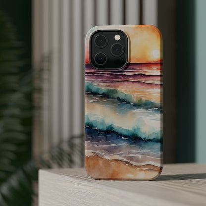 Sunset Waves MagSafe iPhone Case – Vibrant Watercolor Design