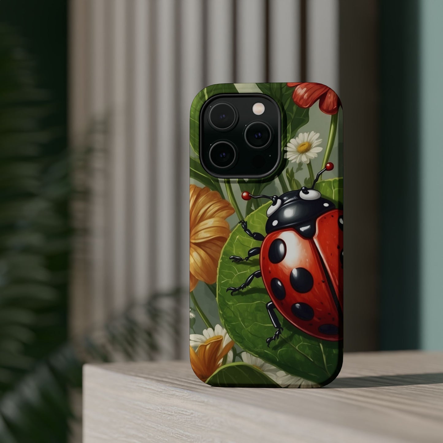 Ladybug Garden MagSafe iPhone Case – Whimsical Floral Design