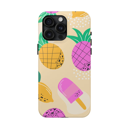 Tropical Pop iPhone Case – Fun Pineapple & Lemon Design with Vibrant Summery Colors