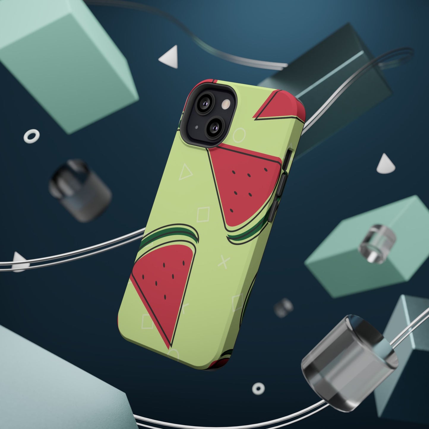 Watermelon Slice MagSafe iPhone Case – Fresh & Fun Design with Retro Geometric Pattern