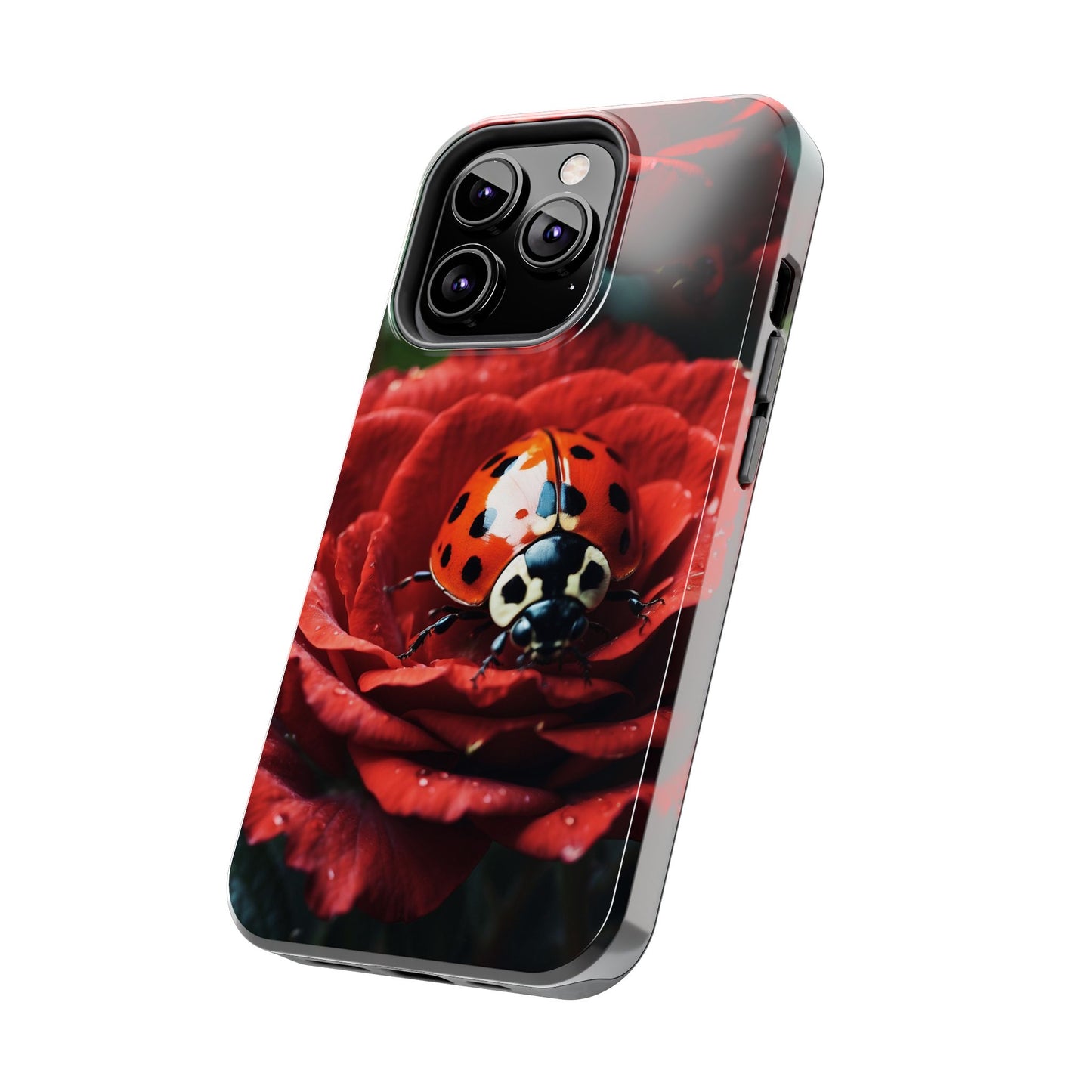 Elegant Rose & Ladybug Charm - iPhone Series Case