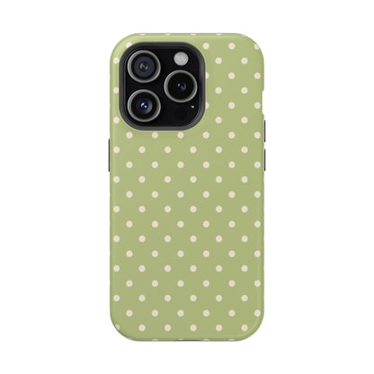 Sage Green Polka Dots – MagSafe iPhone Case