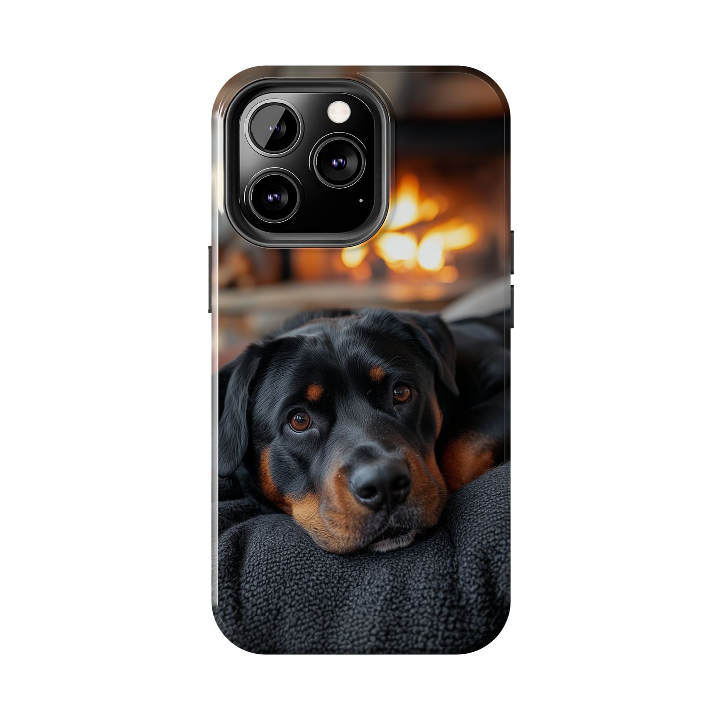 Warm Rottweiler by the Fireplace Samsung Galaxy Case – Rustic Charm for Dog Lovers