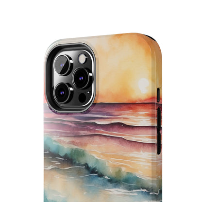 Sunset Waves iPhone Case – Vibrant Watercolor Design