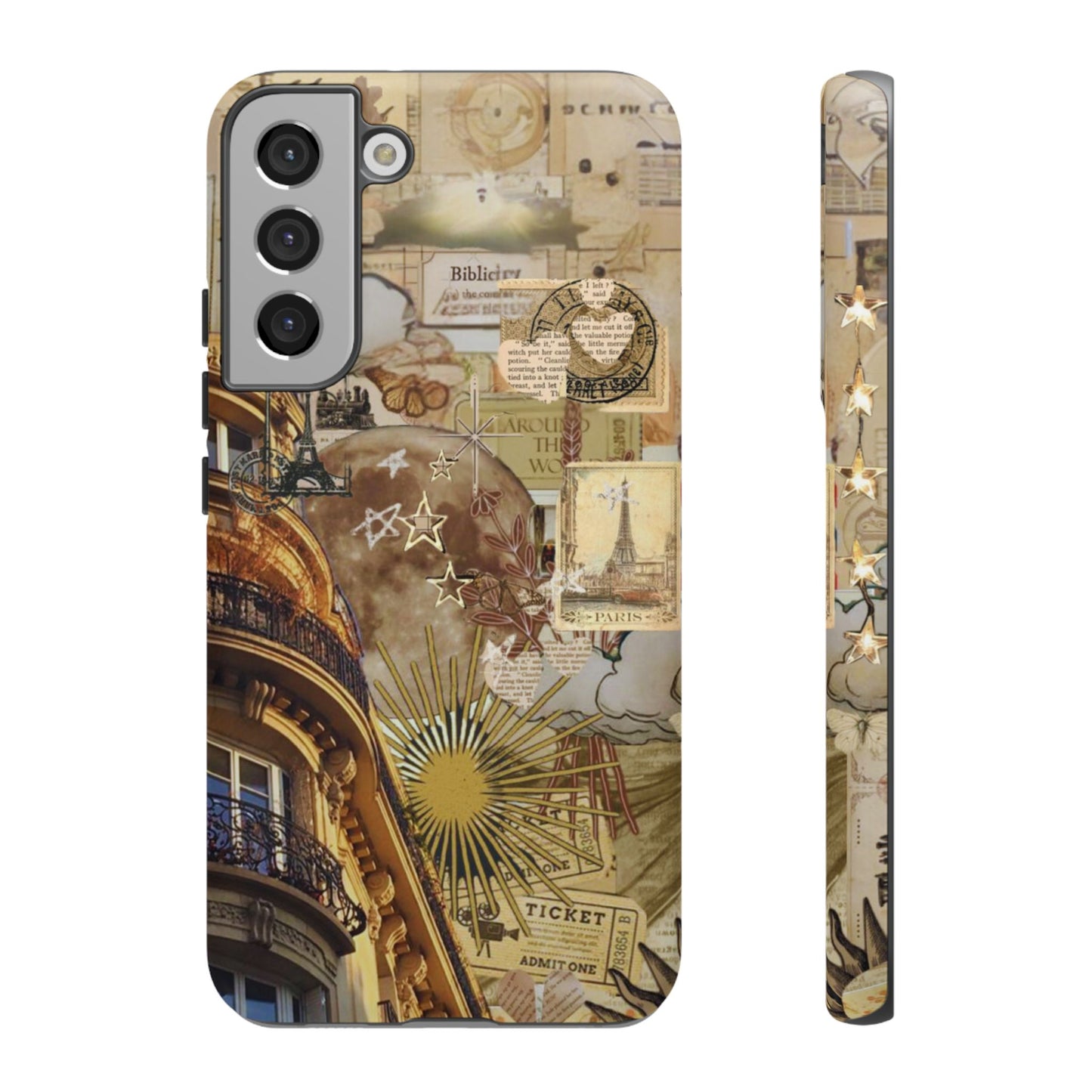 Parisian Dream Collage Samsung Galaxy Case – Dual-Layer Protection with Vintage French Aesthetic