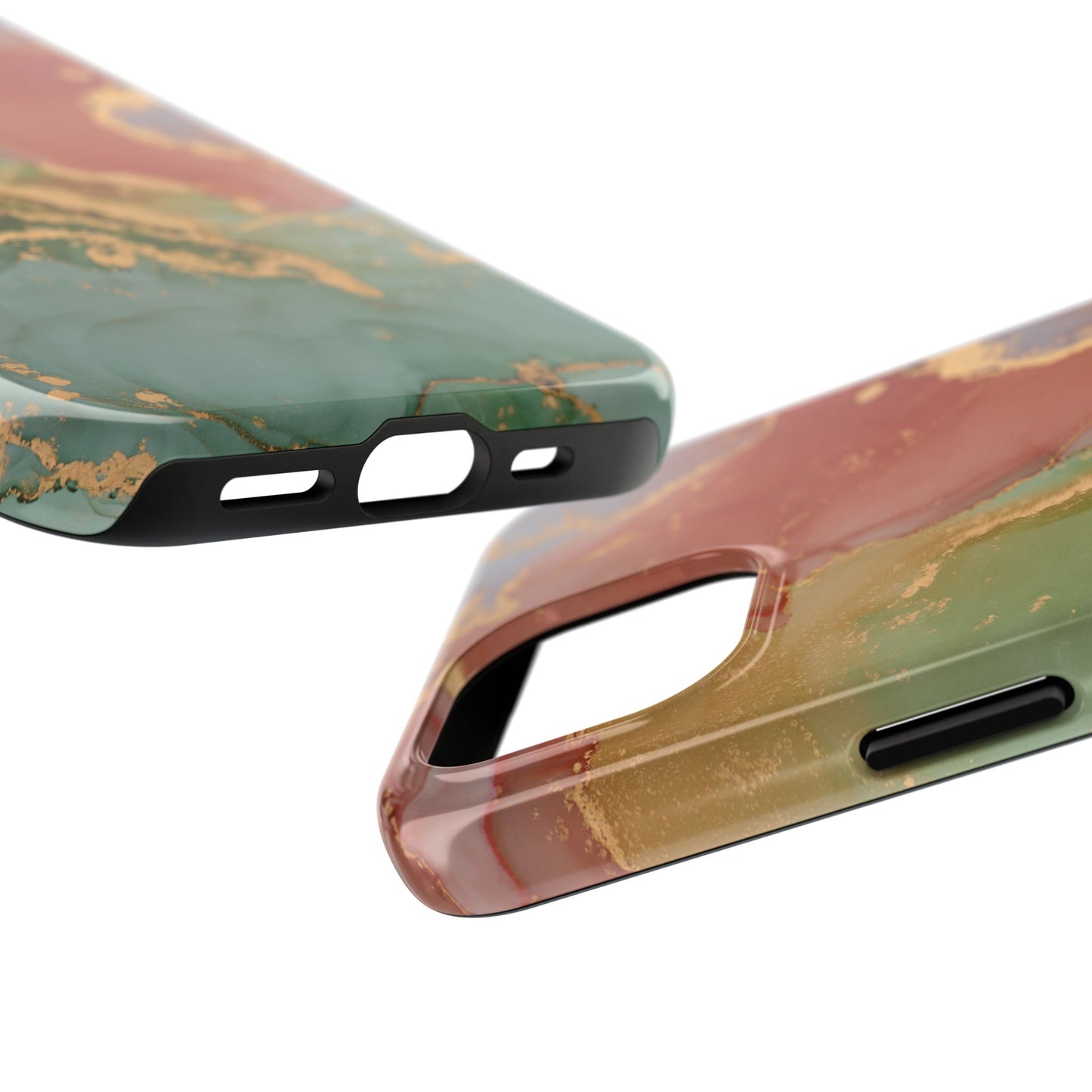 Emerald Orange Marble iPhone Case - Green Marble Case with Luxe Gold Swirls