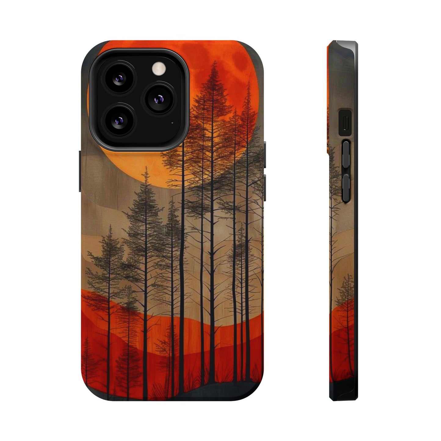 Moody Forest Moonrise MagSafe iPhone Case – Dark Landscape Design, Dual-Layer Protection