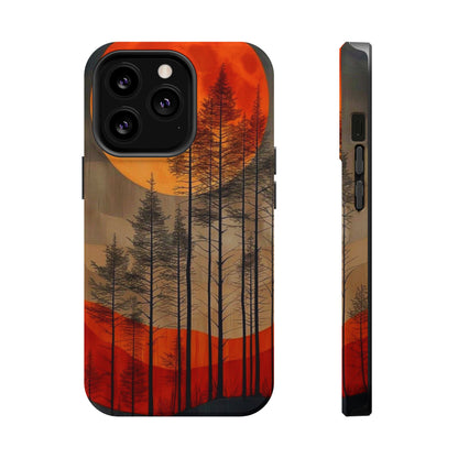 Moody Forest Moonrise MagSafe iPhone Case – Dark Landscape Design, Dual-Layer Protection