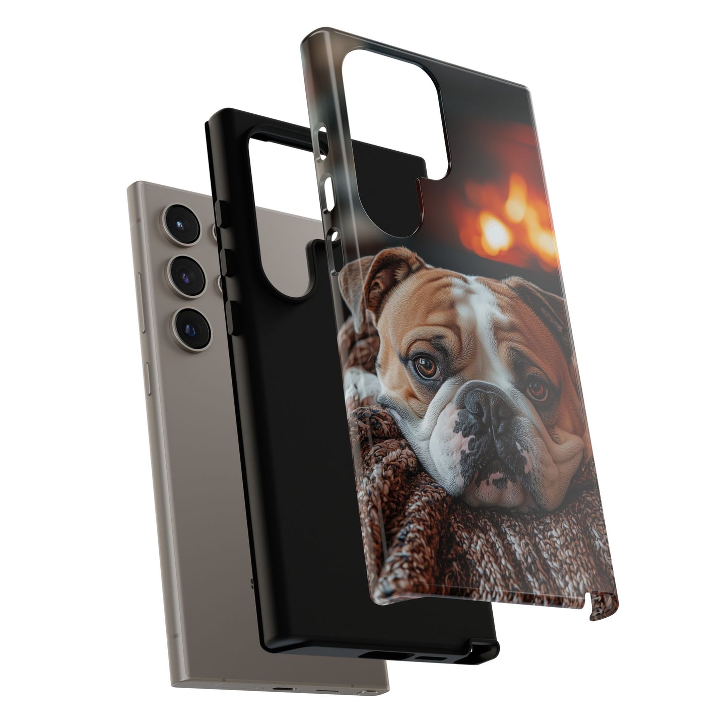 Cozy Bulldog Samsung Galaxy Case – Fireside-Inspired Protective Cover