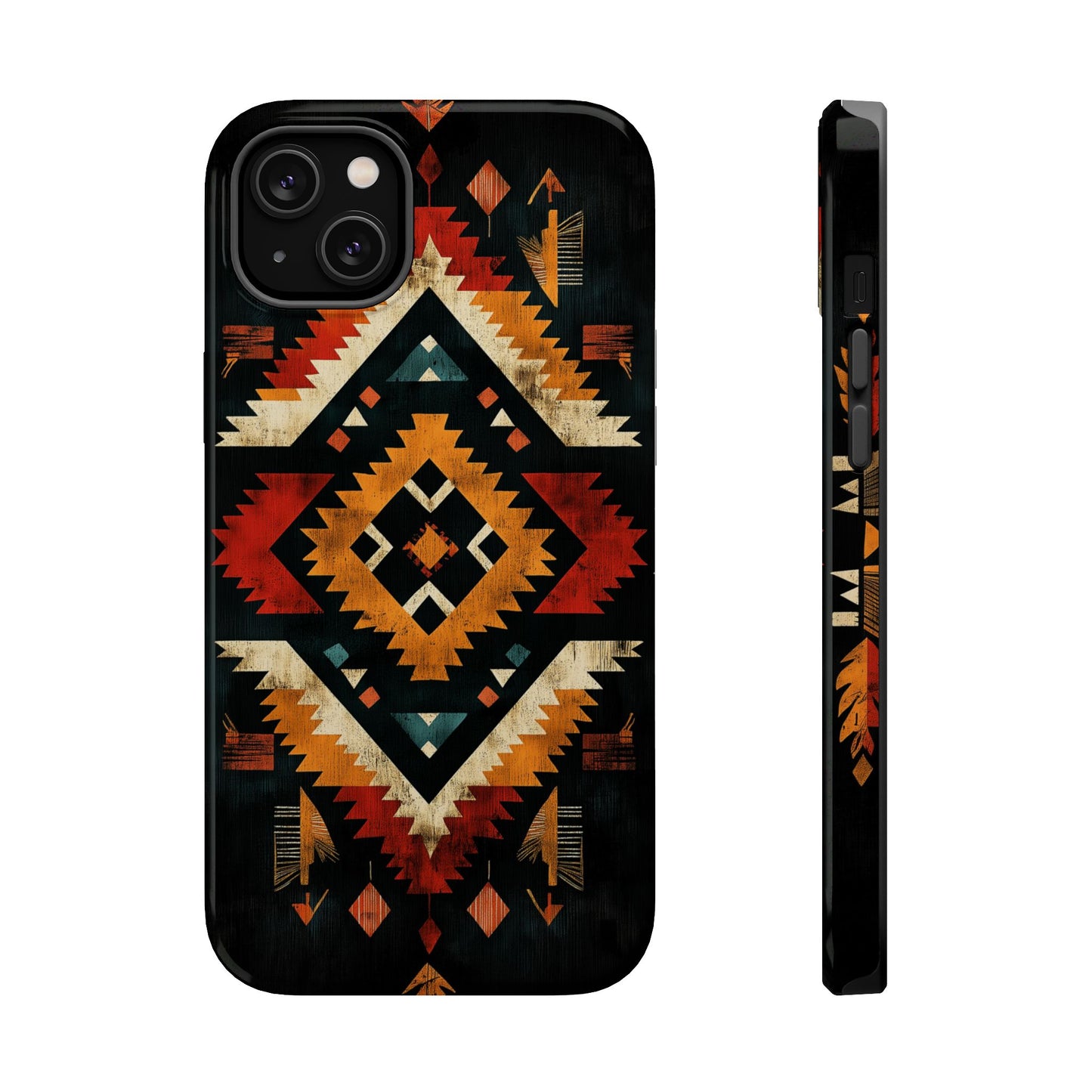 Southwestern Tribal Diamond Tough MagSafe iPhone Case – Bold Geometric Pattern, Dual-Layer Protection