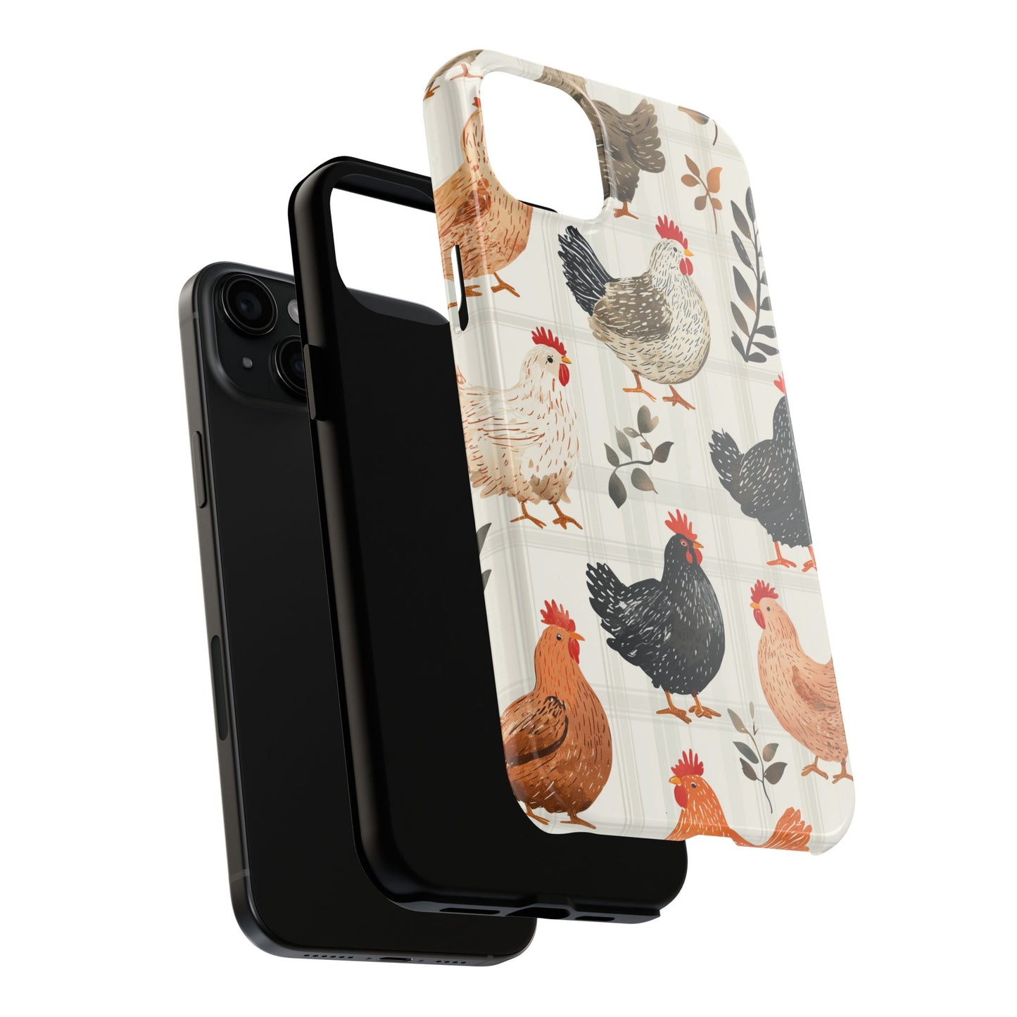 iPhone Case: Vintage Chicken & Leaves – Farmhouse Style Case