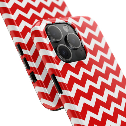 Bold Red & White Chevron – Modern Geometric iPhone Case