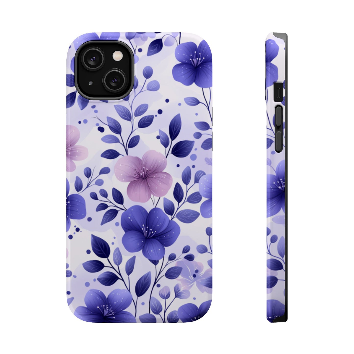 Purple Floral MagSafe iPhone Case – Durable Protection with Elegant Flower Design