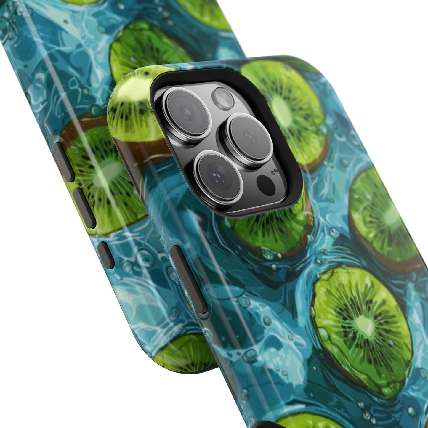 Tropical Kiwi Splash MagSafe iPhone Case – Tough Dual-Layer, Vibrant Summer Design