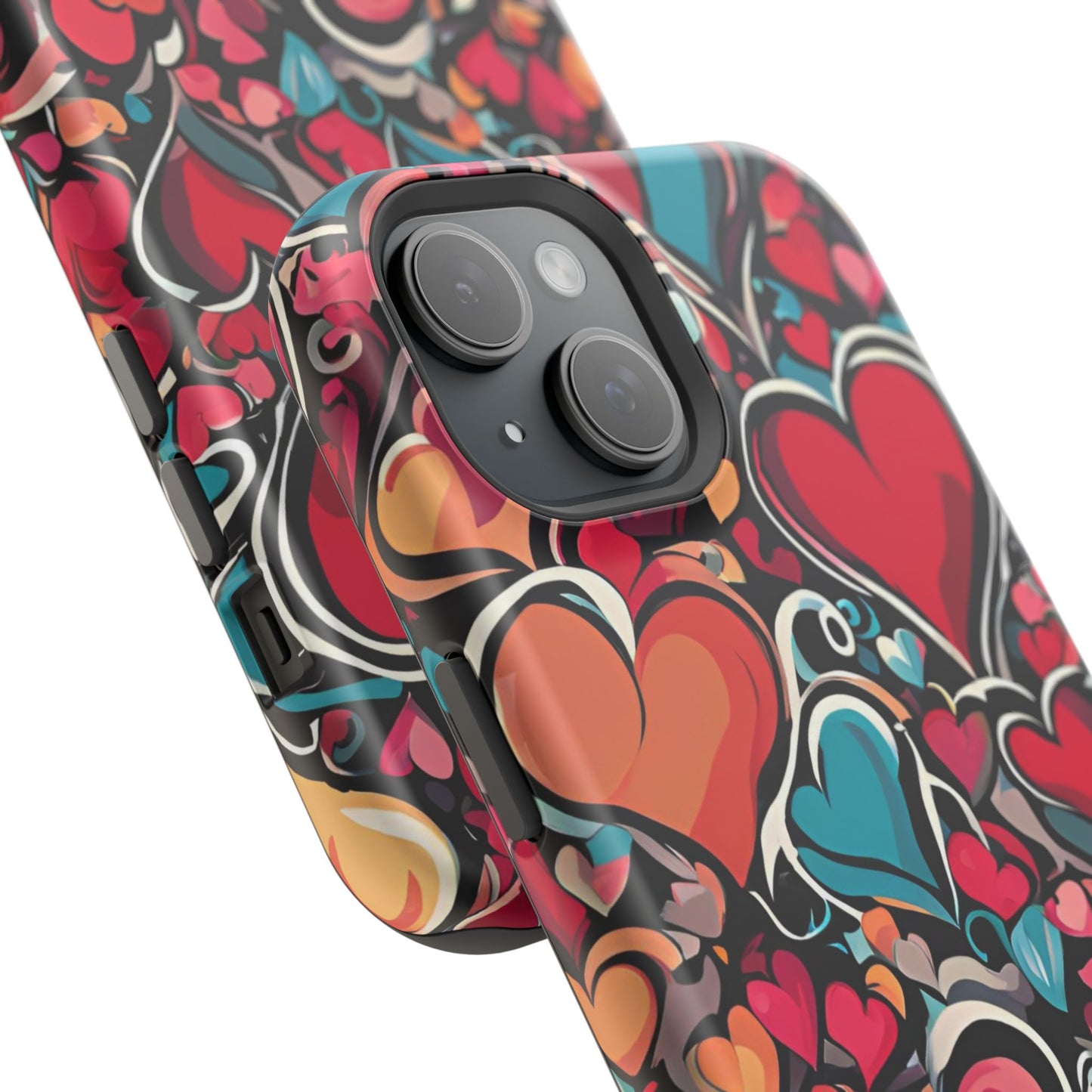 Vibrant Multicolor Heart Art – MagSafe-Compatible iPhone Case