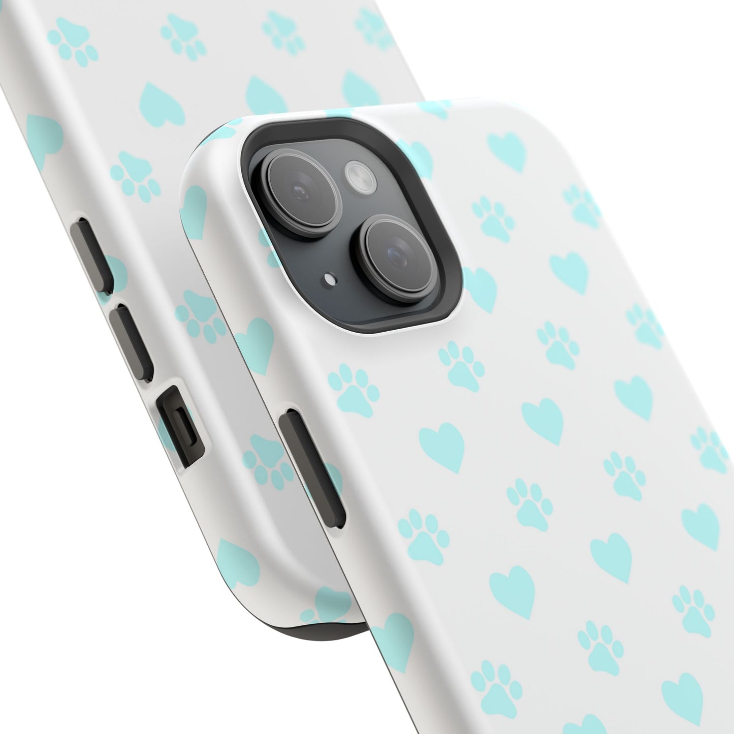 MagSafe Case - Aqua Paw Print & Heart Design