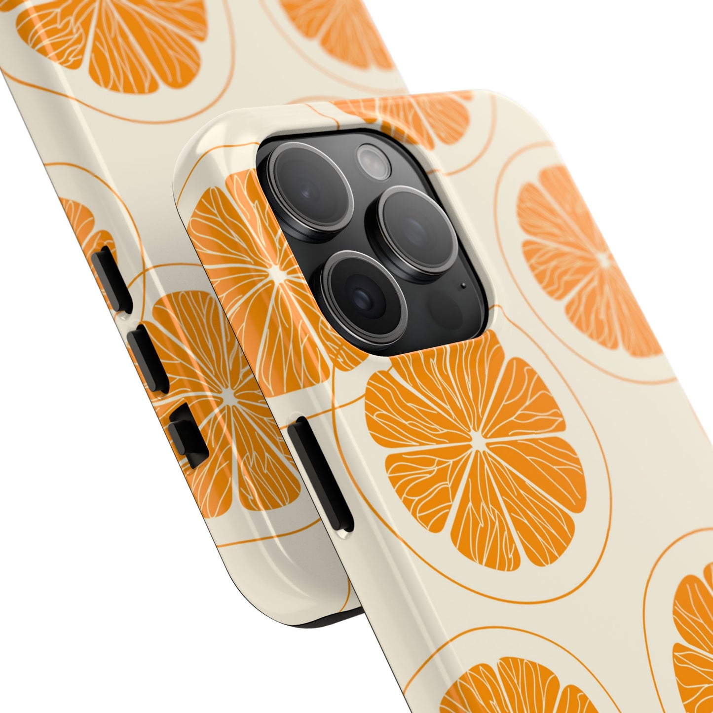 Citrus Burst Pattern Tough iPhone Case – Bold Orange Design, Shockproof Protection - BOGO Cases