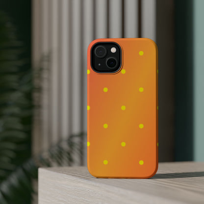 Sunset Gradient Polka Dots MagSafe iPhone Case – Shockproof, Matte Finish, Dual-Layer Protection