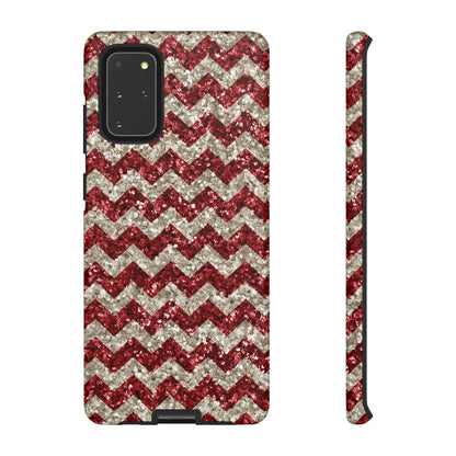 Sparkling Red & White Chevron – Glitter Illusion MagSafe iPhone Case