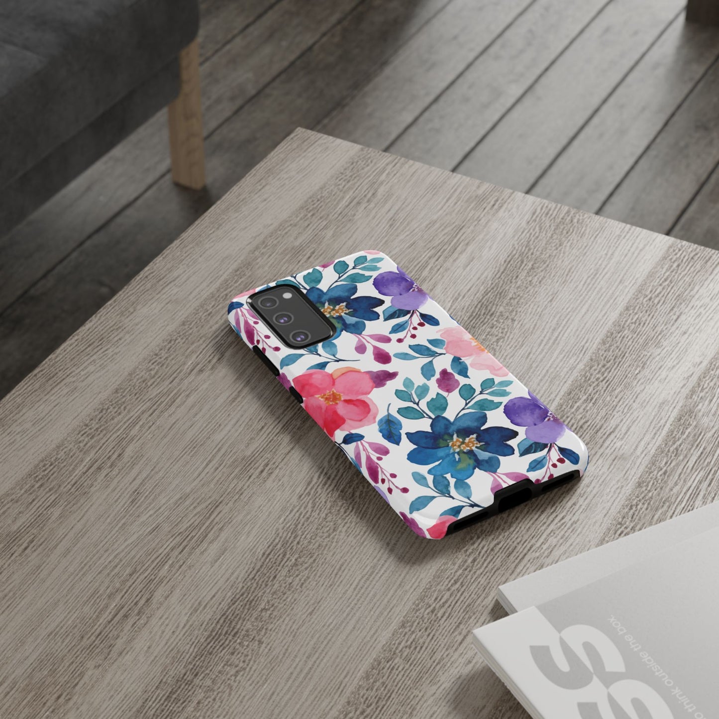 Mystic Bloom – Samsung Galaxy Case with Blue & Pink Watercolor Florals