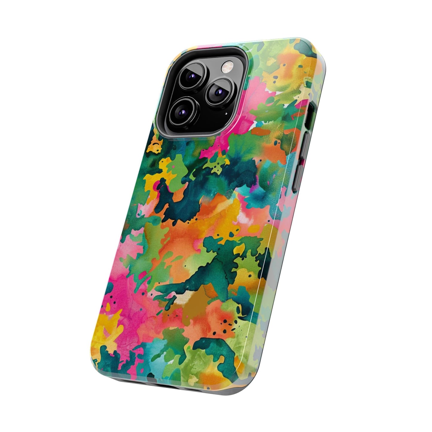 Vibrant Watercolor Splash iPhone Case – Bold Multicolor Artistic Design