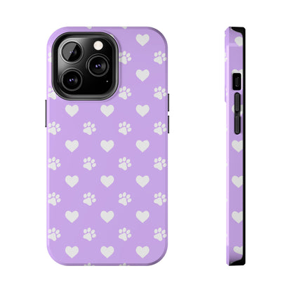 Lilac Paw Prints & Hearts – iPhone Case