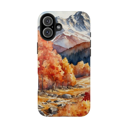 Watercolor Autumn Forest and Mountains - iPhone Case