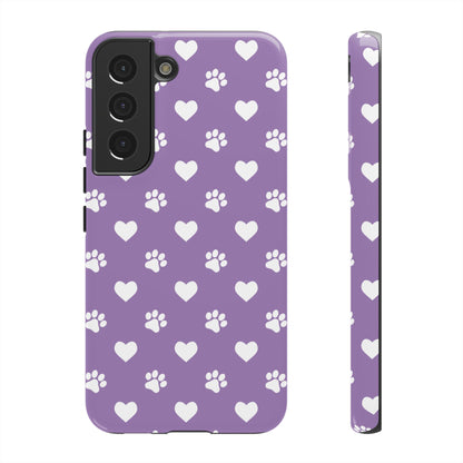 Lavender Paw Prints & Hearts Design - Adorable Pet Lover Samsung Galaxy Case